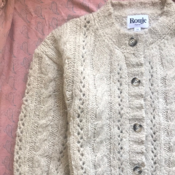 **SOLD**Rouje Lino Cardigan in Nude/Oatmeal - Picture 2 of 3